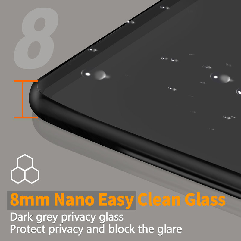 190*140*0.8cm, Safety Aluminum Framed Single-Sided Self-Cleaning Glass Shower Door with Side Panels, Black.