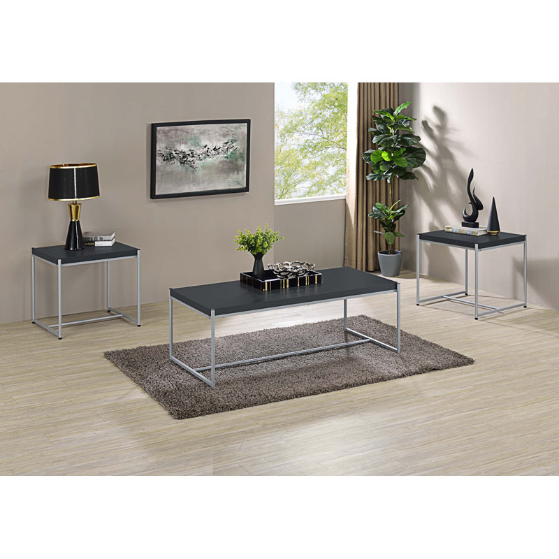 Ensemble de tables basses 3 pièces Aesara, gris, Noir