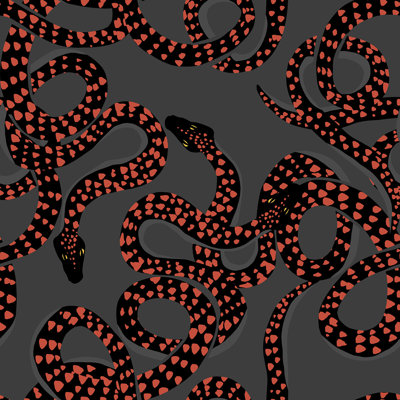 Yuki Osada Snakes 33' L x 20.5" W  Wallpaper Roll