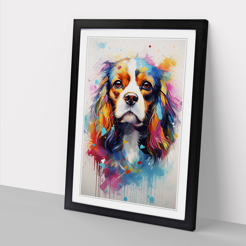 Cavalier King Charles Spaniel Futurism Framed Print, Black Framed, 46cm H x 34cm W x 2cm D