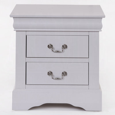 1pièce table de chevet 2 tiroirs exquise de style Louis Phillipe, idéale pour la décoration de chambre à coucher et le rangement pratique