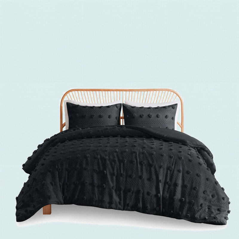 Ensemble de housse de couette Clip Jacquard, Noir, Housse de couette simple TG / simple + 1 pièce su
