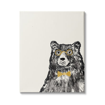 Bear Glasses Bow Tie Kids' Animal Art