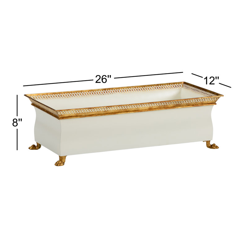 Boîte à fleurs en fer french tole, Crème