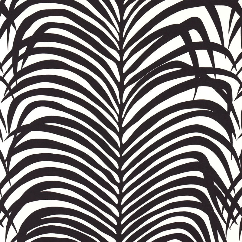 Zebra Palm Fabric, Ebony
