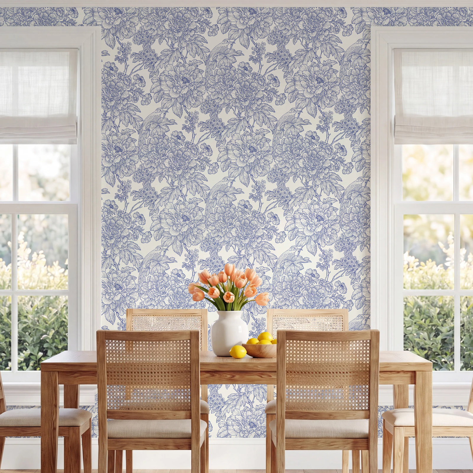 Vincie Peel & Stick Floral Wallpaper, Blue