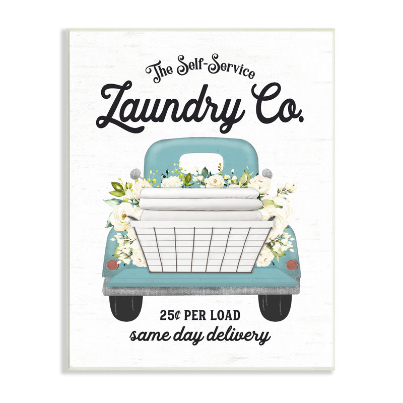 "Self Service Laundry Co." par camion antique, L 10 po x H 15 po