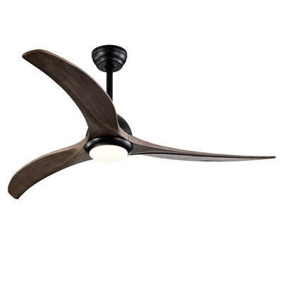 52" Solid Wood Blade Ceiling Fan with Light & Remote, 6 Speed, 3 Colour, Reversible Motor