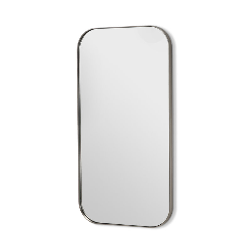 Miroir décoratif biseauté Aalina, Nickel brossé, 54 po x 28 po