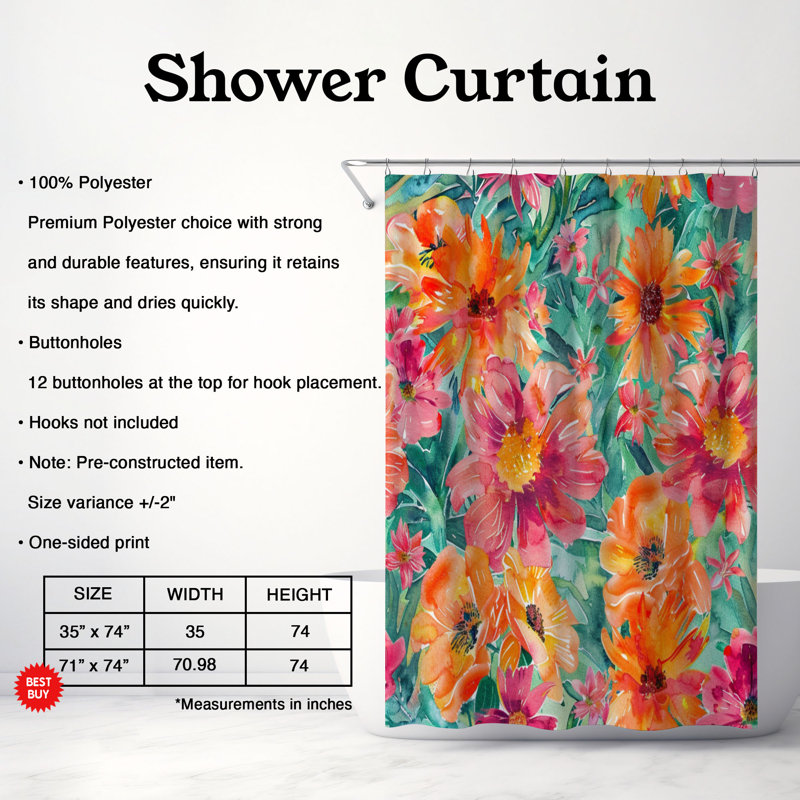 Rideau de douche Premium, H 74 po x l 71 po