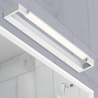 Luminaire linéaire à DEL pour meuble-lavabo - Température d'éclairage réglable (3000K / 5000K / 6000K), panneau avant rotatif à 90 degrés, conception moderne écoénergétique - Idéal pour les salles de bain et les meubles-lavabos - Irmgard 