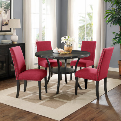 Chaises de salle à manger en tissu avec garniture cloutée, ensemble de 2