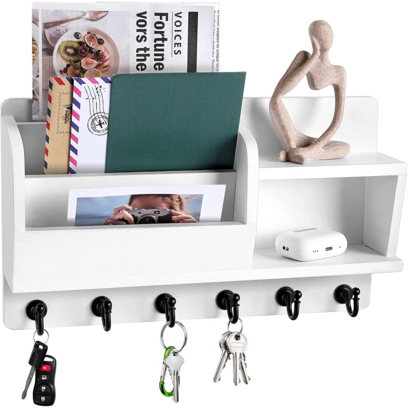 Wood Wall Organizer with Mail Storage
