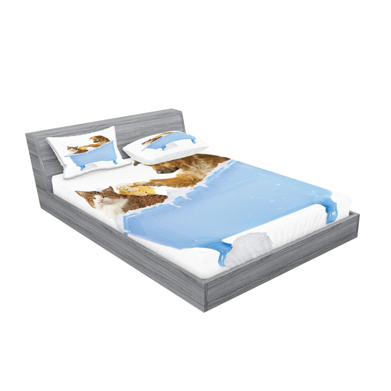 Ambesonne Funny Fitted Sheet & Pillow Sham , Multicolor, California King Sheet Set + 4 Pillowcases
