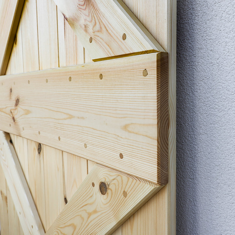 Khanh Solid Pine Sliding Door, Natural