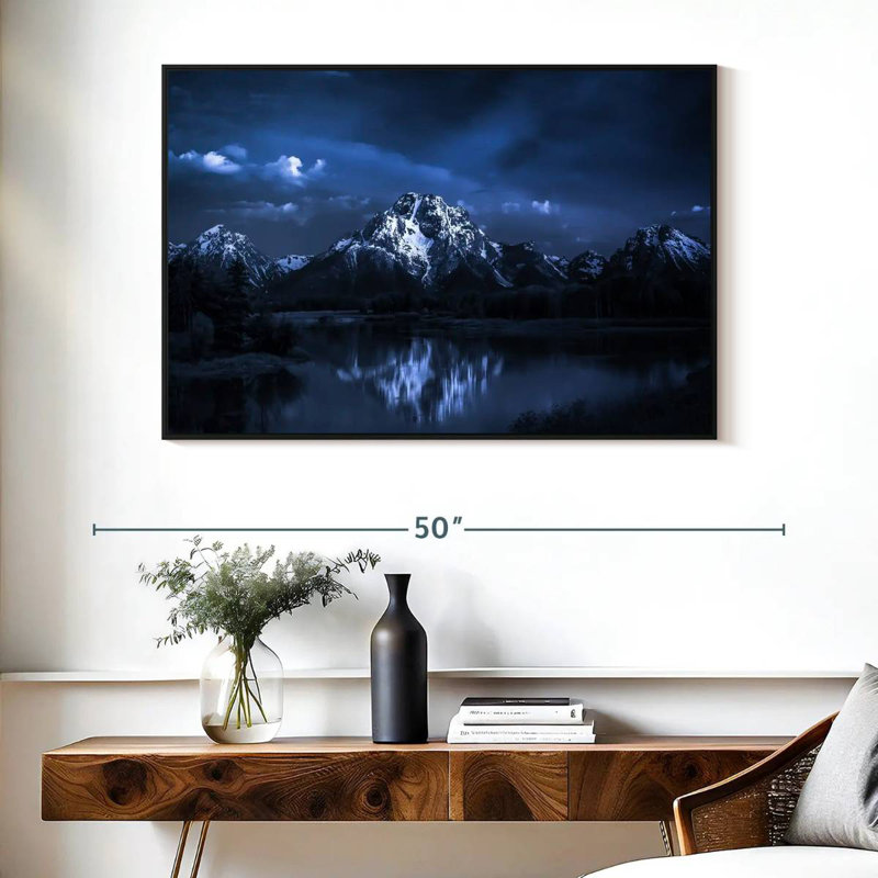 Ciel nocturne à Grand Teton, Cadre flottant noir, 40 po x 27 po