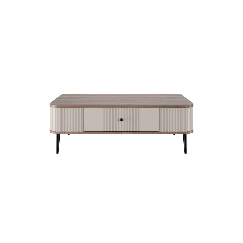 Dayzee Coffee Table with Storage, Cashmere/Nut Top/Black Base