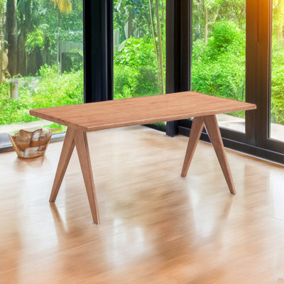 Casual Stylish Natural Finish Rectangular Wooden Dining Table 1pc Mid-Century Modern Kitchen Dining Furniture