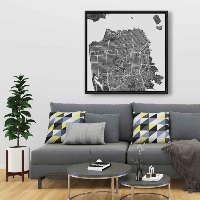 San Francisco, carte graphique, H 37,25 po x l 37,25 po