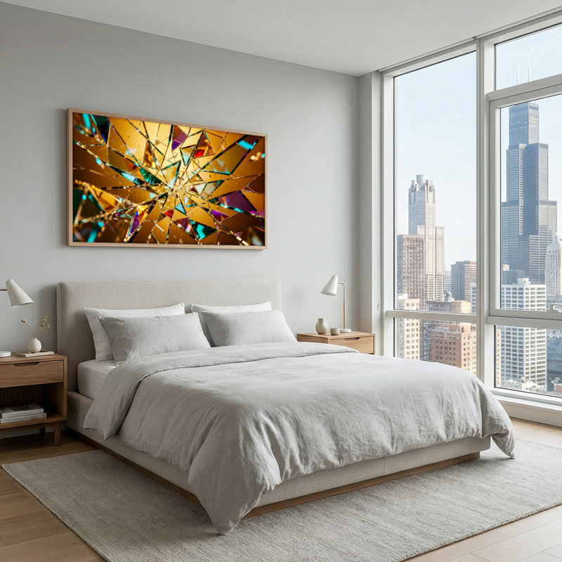 Tableau encadré sur toile « Éclats d'or » (1 pièce), 122 x 61 cm, 48 x 24 pouces