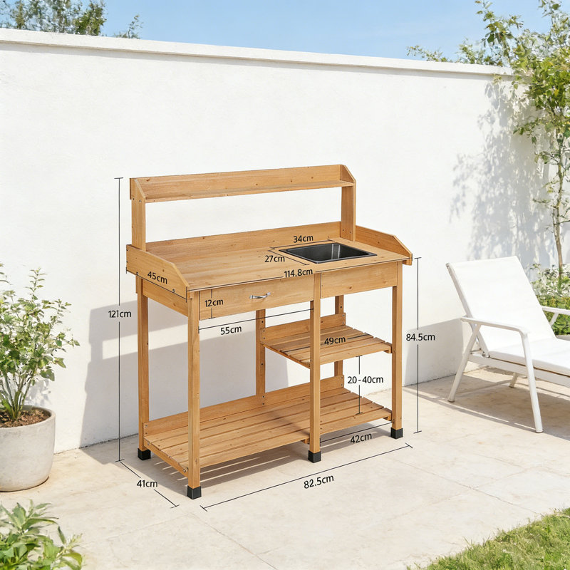 Manufactured Wood Potting Bench, Brown