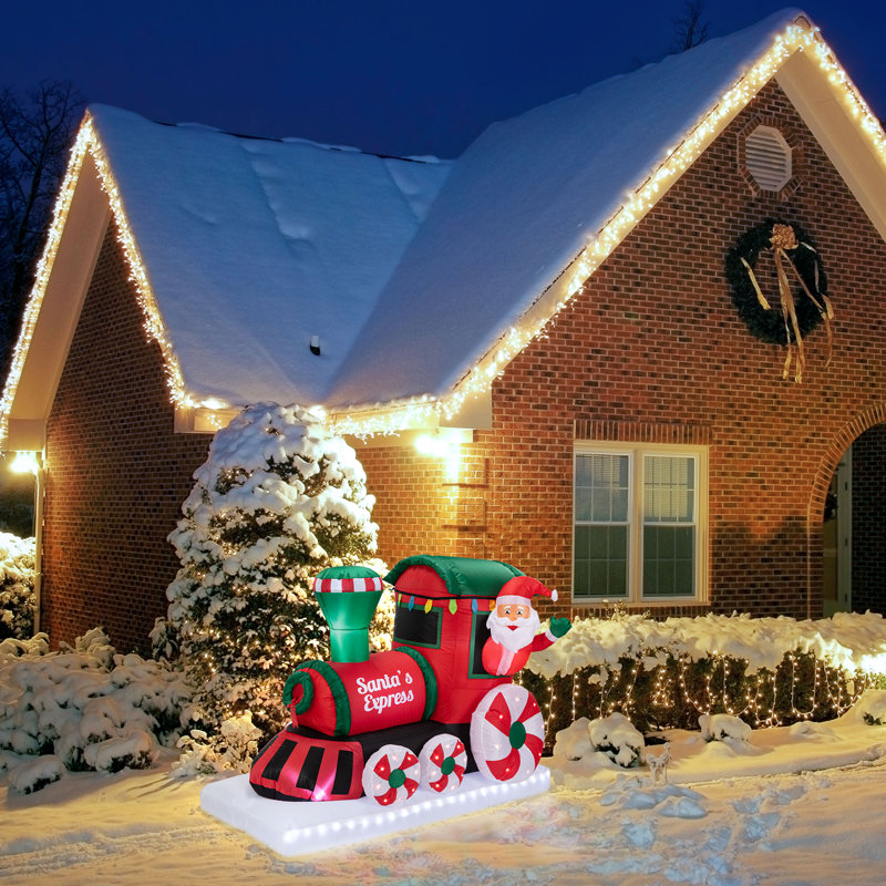 Mr. Christmas 6 ft. Red and Green Inflatable Santa's Express Train