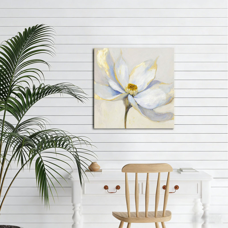 Décoration murale pétale blanche dorée, non encadrée, 16 x 16 po