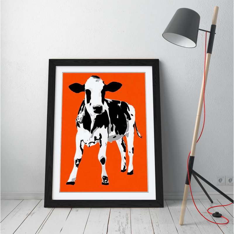 Pop Art Cow 4 Animal - Single Picture Frame Print on Canvas