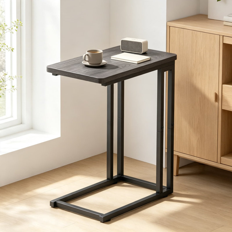 Table de bout en forme de C pour canapé-lit coulissant sous le canapé, table d'appoint Skinny pour les petits espaces, table à collation moderne, salon et chambre à coucher