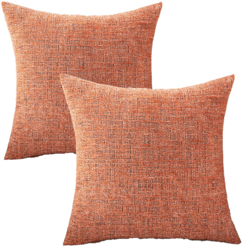 Housse de coussin en chenille 18 po, Orange, Coton, H 20 po x l 20 po x P 5 po