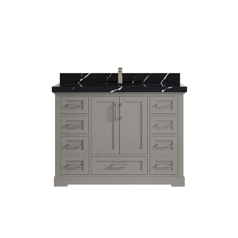 Ensemble de meuble-lavabo simple 48 po Esin, Noir Calacatta