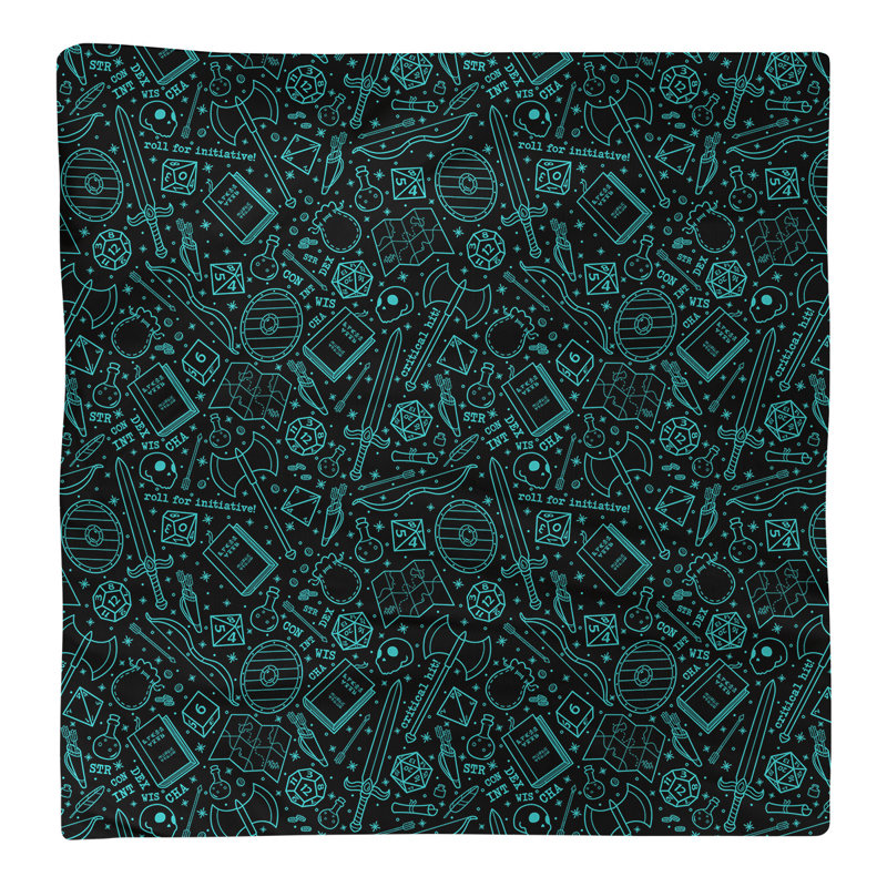 Serviette en coton à motif rpg lines, H 0,1 po x l 10 po x P 10 po, Noir / bleu sarcelle, Sergé de polyester