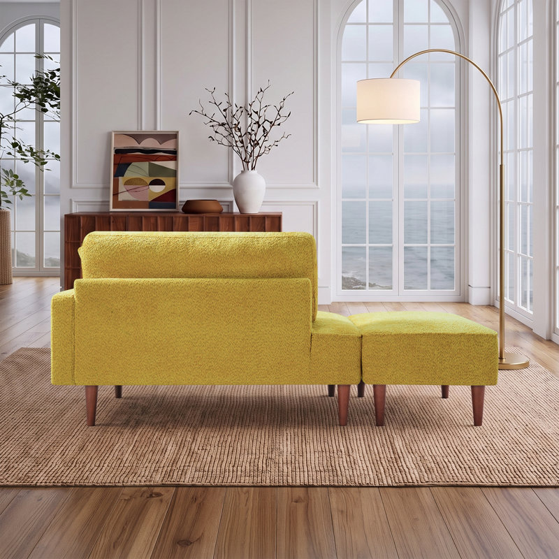 Chaise longue et tabouret rembourrés Mashawna, Boucle jaune