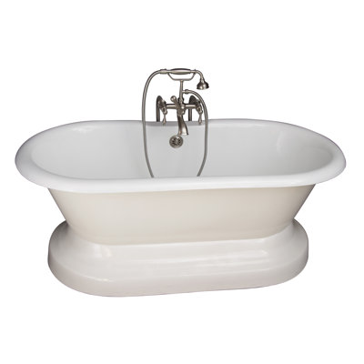 66 " L x 32 " W Freestanding and Mounting / Installation Required Soaking Cast Iron Bathtub with Faucet