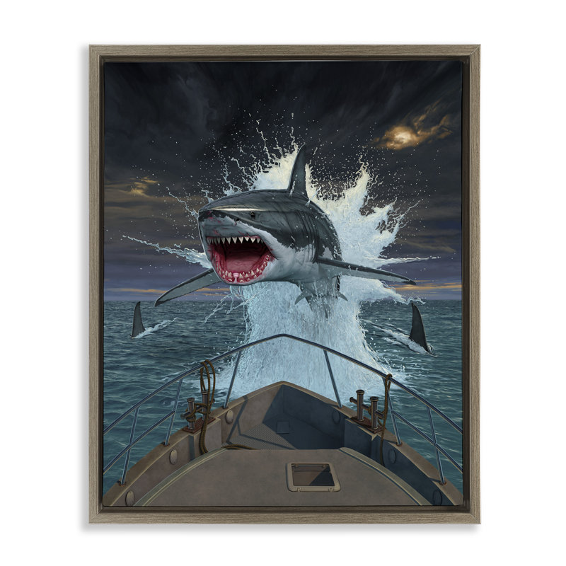 Fish Out Of Water Shark Floating Frame, design by Vincent Hie, Montalcino Elm Floater Frame, 21" H x 17" W