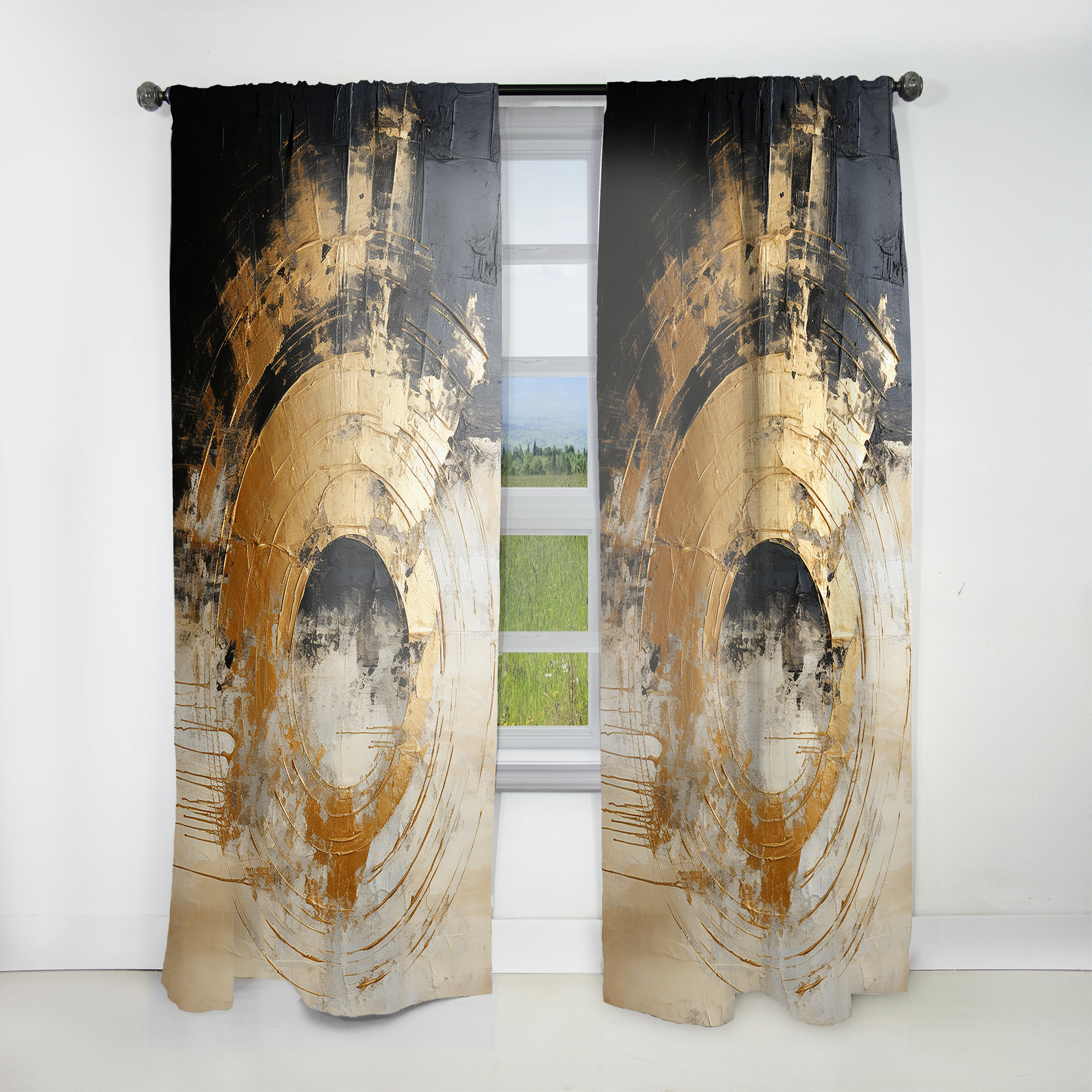 East Urban Home Haide Minimalism Vortex Potteries - Modern Curtain ...
