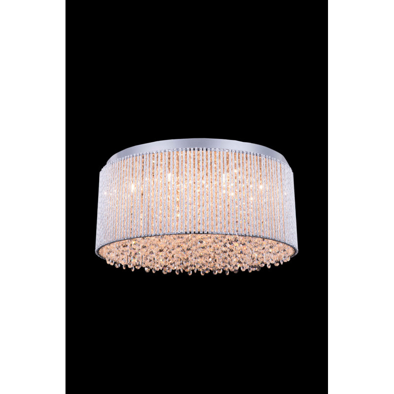 Plafonnier encastré cylindrique de style lustre Larrison, H 12 po x l 24 po x P 24 po, 14 lumières