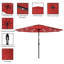 Parasol de patio lumineux avec abat-jour inclinable 10 pi avec lumières solaires à DEL et base lestée de 19 lb pour terrasse, jardin ou piscine par Pure Garden (rouge cramoisi)-1197385512