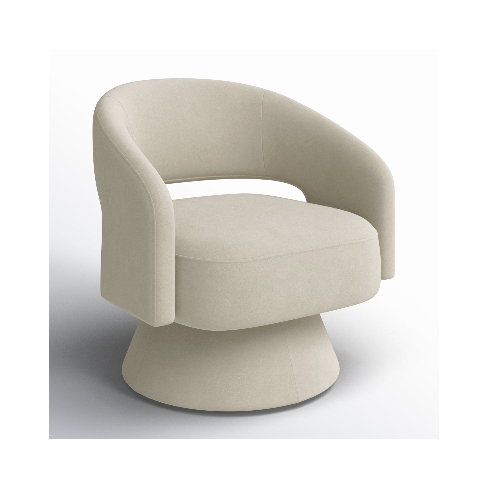 Bhupendra Swivel Accent Chair, Creamy Grey Velvet