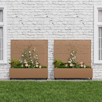 Lit de jardin surélevé autoportant en métal avec treillis pour plantes grimpantes