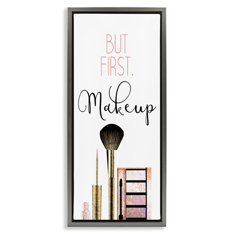 "Premier maquillage", "Modern Beauty", encadrée par Kimberly Allen ygg-101, Cadre flottant gris lustré, H 25 po x l 11 po