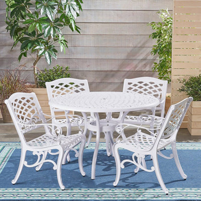 4 - Person Metal Patio Dining Set With Round Table