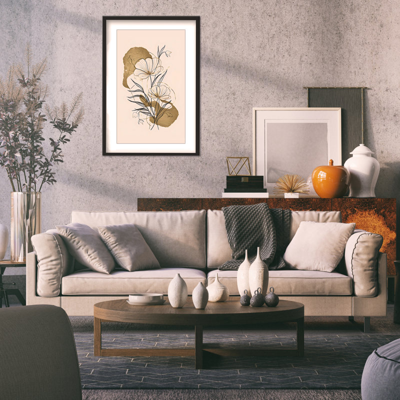 Nature Inspired Flowers And Gold, 40" H x 30" W