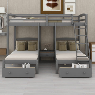 Bunk Bed with Triple Sleeping and Drawer Storage