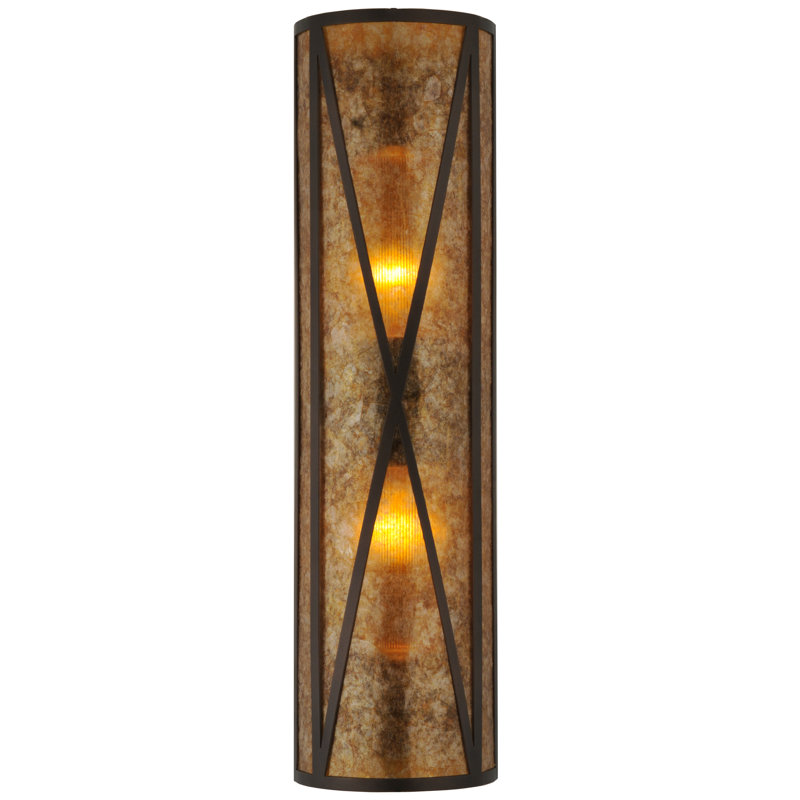 Saltire Amber Mica 2-Light Mission Wall Sconce in Mahogany Bronze