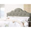 Lit double pleine grandeur, revêtement en polyfibre gris, lit élégant avec tête de lit tapissier