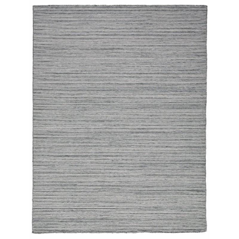 Rava Hand Loomed Striped Area Rug in Gray/Ivory, Rectangle 10' x 14'