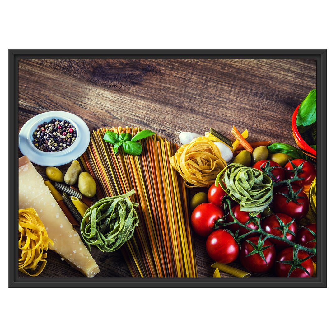 Gerahmter Fotodruck 'Pasta Italia mit Tomaten'