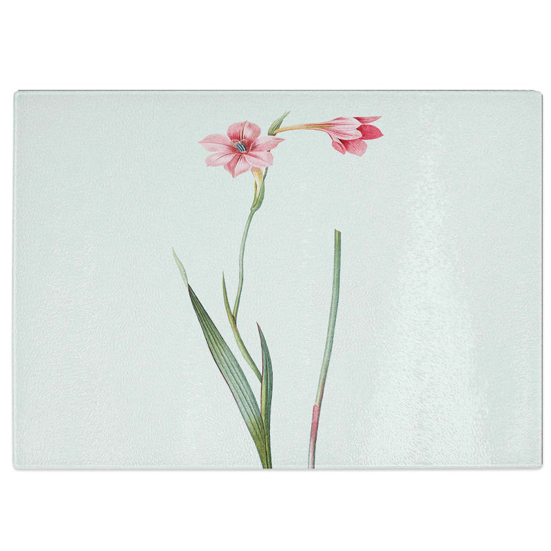 Tempered Glass Sword Lily by Pierre-Joseph Redoute Chopping Board, 28.5 cm W x 20 cm L
