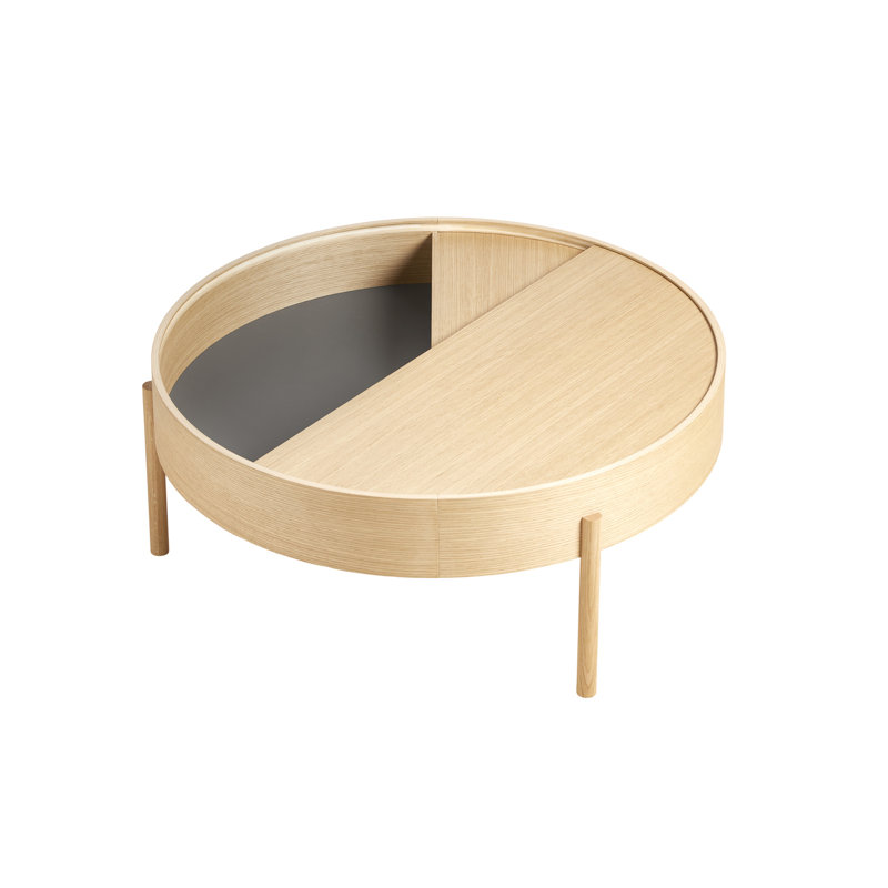 Arc Coffe Table, 15" H x 35" L x 35" W, White Pigmented Lacquered Ash